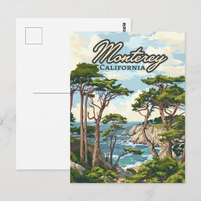 Monterey California Cypress Trees Ocean Coast Postcard (Front/Back)