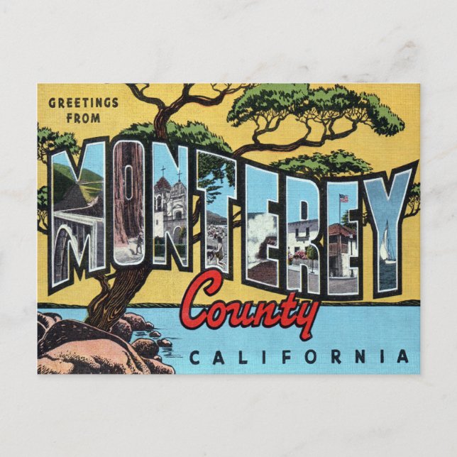 Monterey California Grande Lettre Carte postale (Devant)
