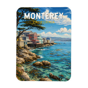 Monterey California Illustration Travel Art Retro Magnet