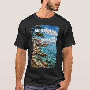 Monterey California Illustration Travel Art Retro T-Shirt