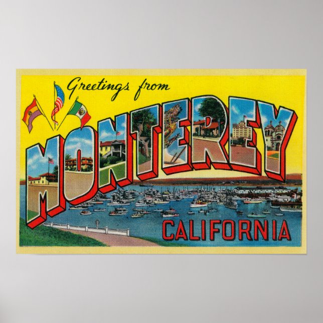 Monterey, California - Large Letter Scenes 2 Poster (Front)
