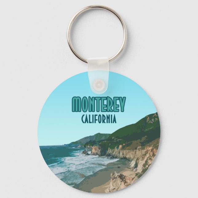 Monterey California Pacific Coast Highway Vintage Keychain (Front)