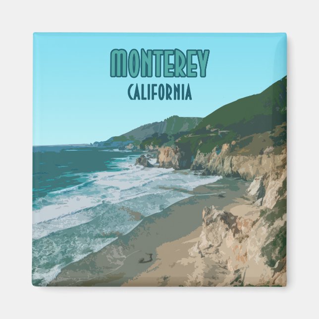 Monterey California Pacific Coast Highway Vintage Magnet (Front)