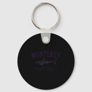 Monterey california shark vintage plum art fishing keychain