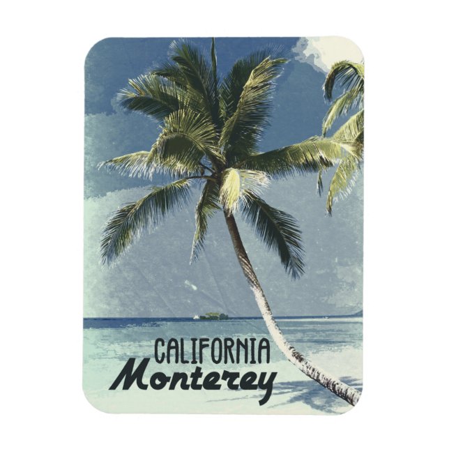 Monterey California Vintage Beach Travel Art Magnet (Vertical)