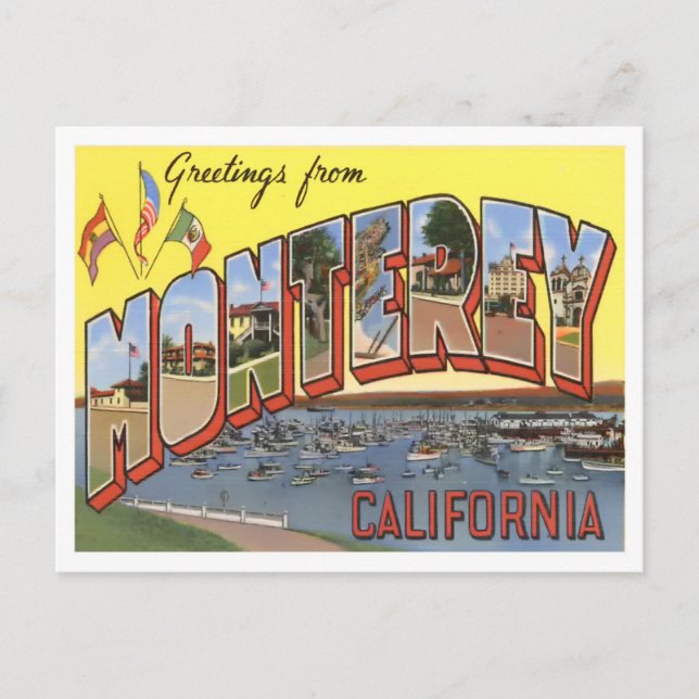 Monterey, California Vintage Big Letters Postcard (Front)