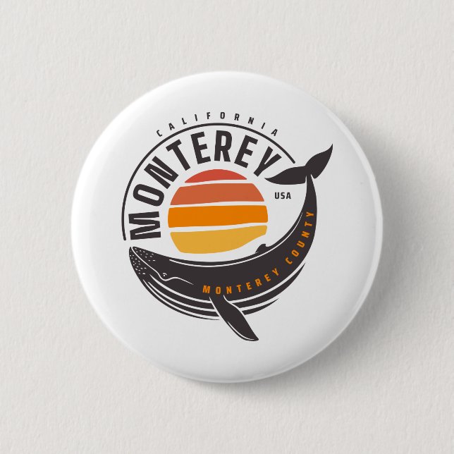 Monterey California Whale 2 Inch Round Button (Front)