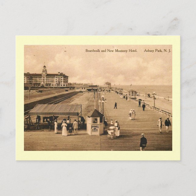 Monterey Hotel, Asbury Park, New Jersey Vintage Postcard (Front)