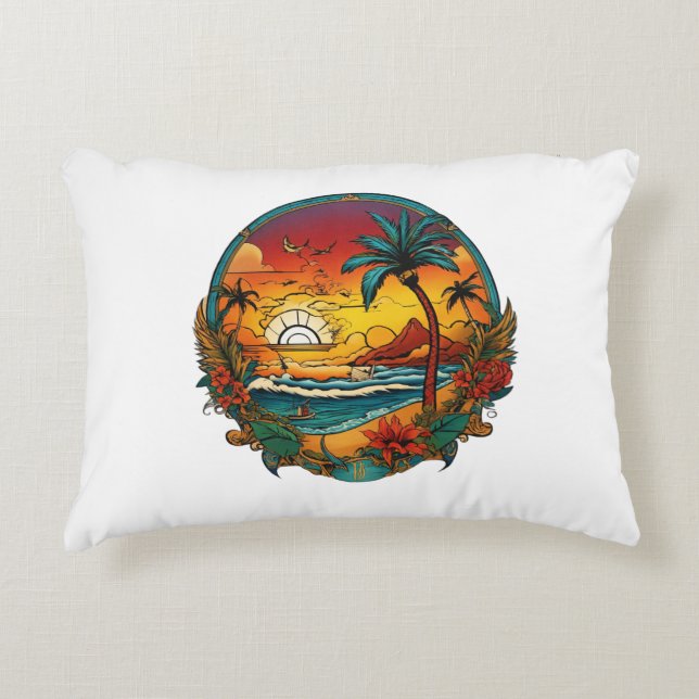 Monterey Madness - Cali Coast Meets Classic Tattoo Accent Pillow (Front)