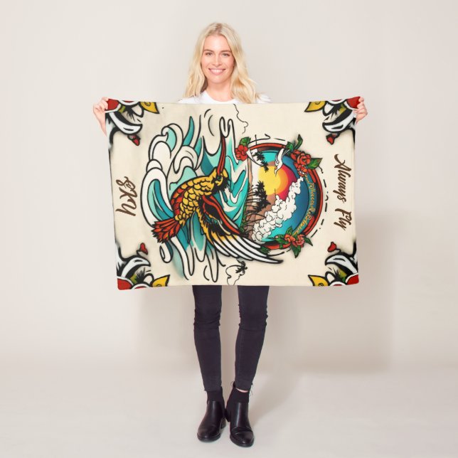 Monterey Tattoo Design: A Symbol 30"X40" Fleece Blanket (In Situ)