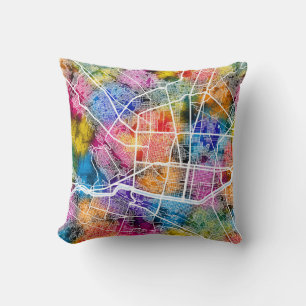 Monterrey Mexico City Map Throw Pillow