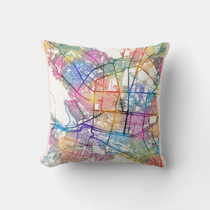 Monterrey Mexico City Map Throw Pillow