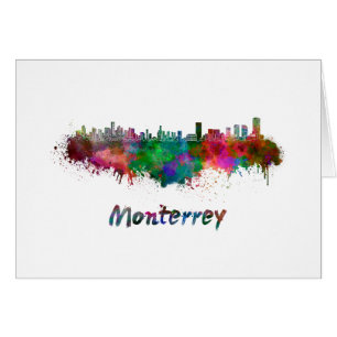 Monterrey skyline in watercolor