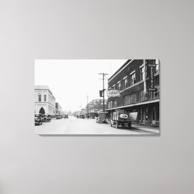 Montesano, WA Main Street Town View Photograph Canvas Print (Front)