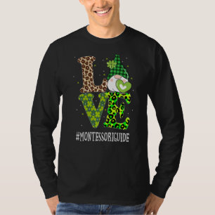 Montessori Guide Love St Patricks Day Gnome Leopar T-Shirt