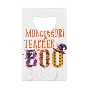 Montessori Teacher Boo Crew Halloween Costume Teac Credit Card Bottle Opener