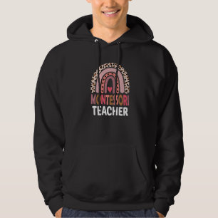 Montessori Teacher Leopard Rainbow Appreciation Te Hoodie