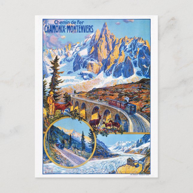 Montevers railway, France, train over the bridge Postcard (Front)