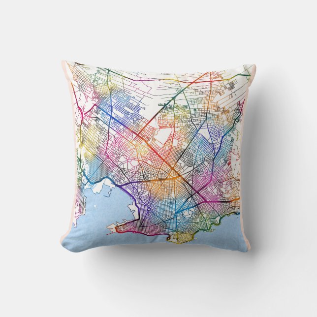 Montevideo Uruguay City Map Throw Pillow (Front)