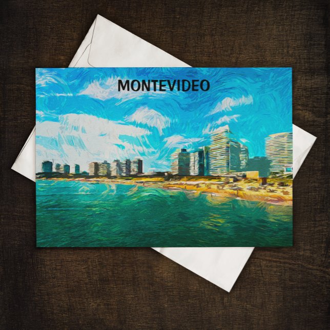Montevideo Uruguay Painting View Postcard (montevideo uruguay painting city view)