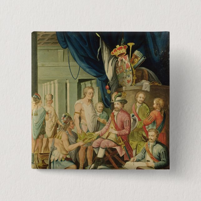 Montezuma 2 Inch Square Button (Front)