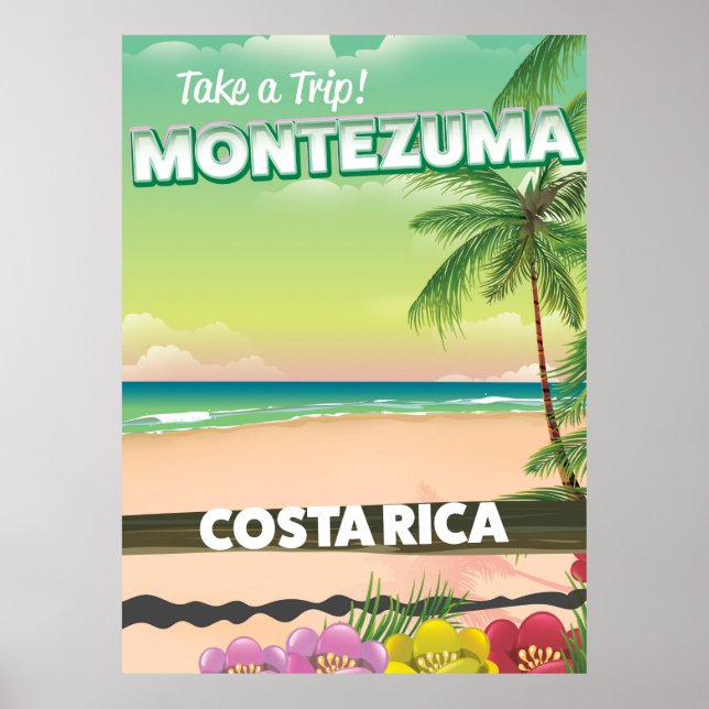 Montezuma Costa Rica affiche de voyage de plage (Devant)
