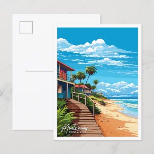 Montezuma Costa Rica Travel Vintage Illustration Postcard