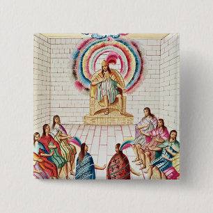 Montezuma II and his Council 2 Inch Square Button