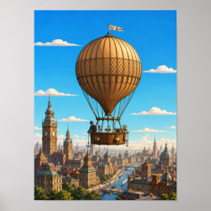 Montgolfier Scientific Balloon Over London Poster
