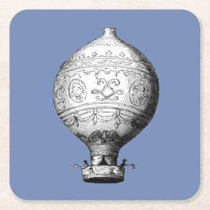 Montgolfier Vintage Hot Air Balloon Square Paper Coaster