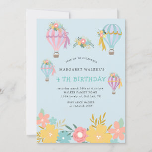 montgolfière mignonne Invitation Anniversaire