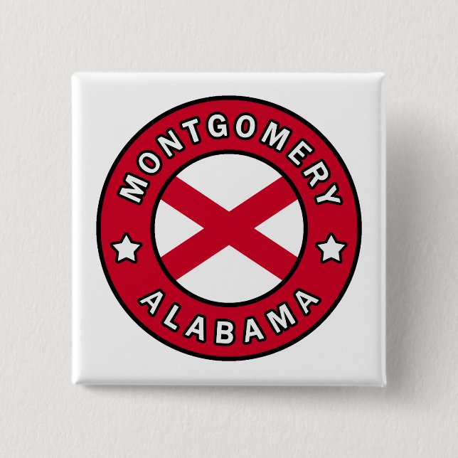 Montgomery Alabama 2 Inch Square Button (Front)