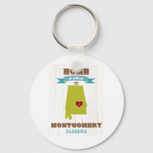 Montgomery, Alabama Map – Home Is Where The Hear Keychain
