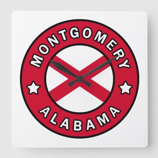Montgomery Alabama Square Wall Clock (Front)