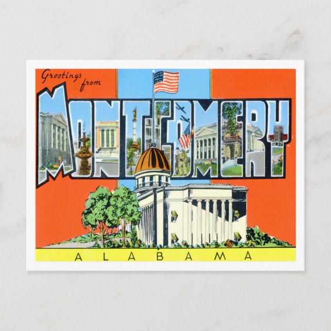 Montgomery, Alabama Vintage Big Lettres Carte post (Devant)