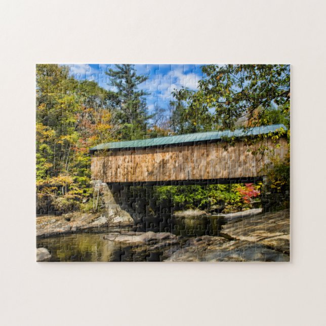 Montgomery Covered Bridge with fall foliage Jigsaw Puzzle (Horizontal)