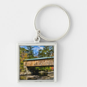 Montgomery Covered Bridge with fall foliage Keychain