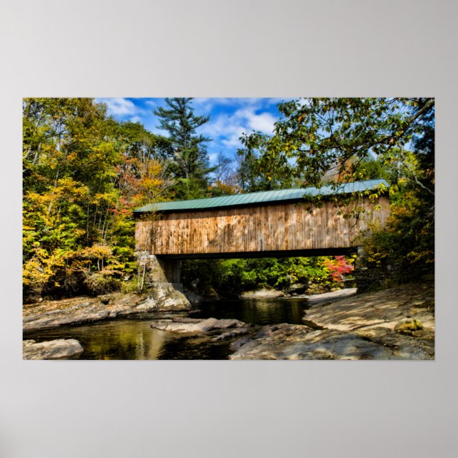 Montgomery Covered Bridge with fall foliage Poster (Front)