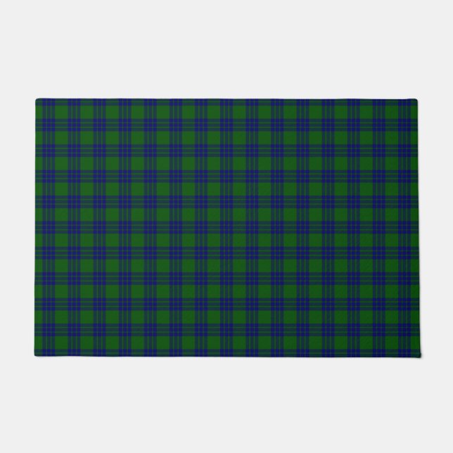 Montgomery tartan green blue plaid doormat (Front)