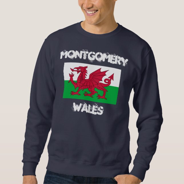 Montgomery, Wales with Welsh flag Sweatshirt (Front)