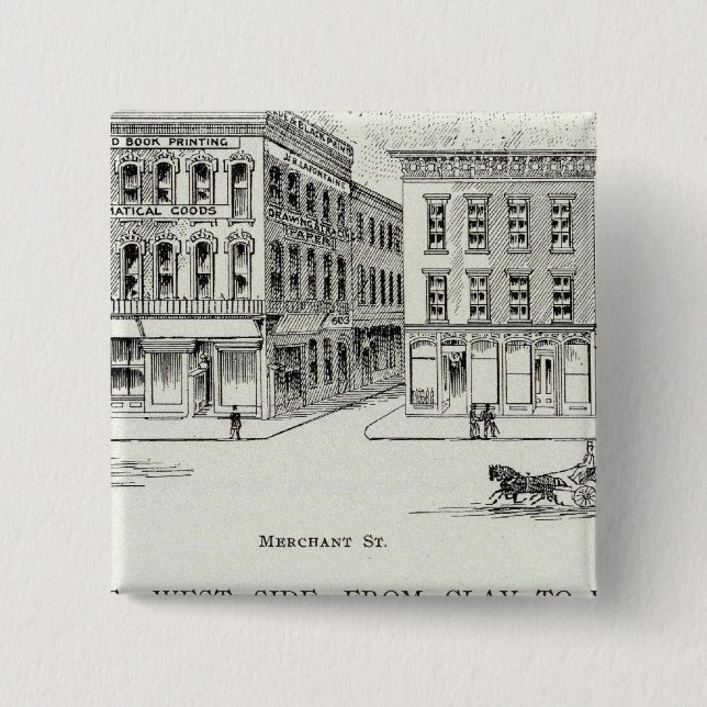 Montgomery West side Clay and Washington 2 Inch Square Button (Front)