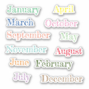 Month Custom-Cut Vinyl Sticker, Month Of The Year 