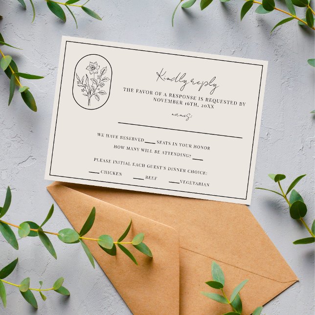 Month Flower | December | Fully Customize Wedding RSVP Card (Creator Uploaded)