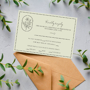 Month Flower December Fully Customize Wedding RSVP Card