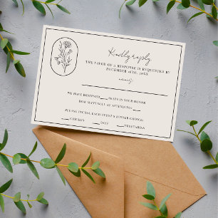 Month Flower   January   Fully Customize Wedding RSVP Card