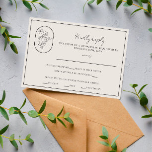 Month Flower March Fully Customize Wedding RSVP Card