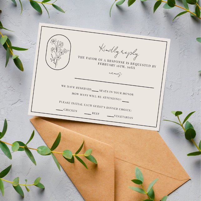 Month Flower | March | Fully Customize Wedding RSVP Card (Creator Uploaded)