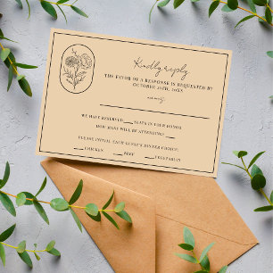 Month Flower November Fully Customize Wedding RSVP Card