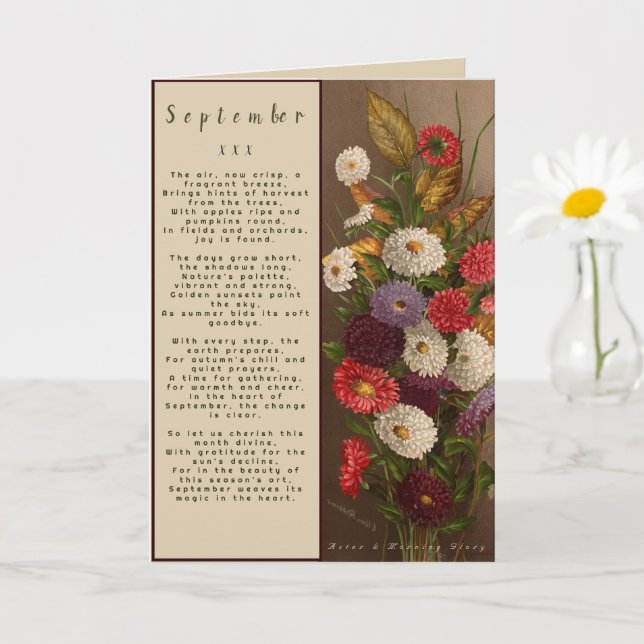 Month of September Born In Prose Flower Card  (Small Plant)