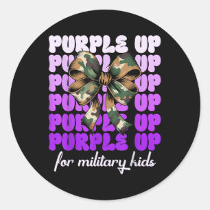 Month Of The Military Child Girl Purple Up For Mil Classic Round Sticker